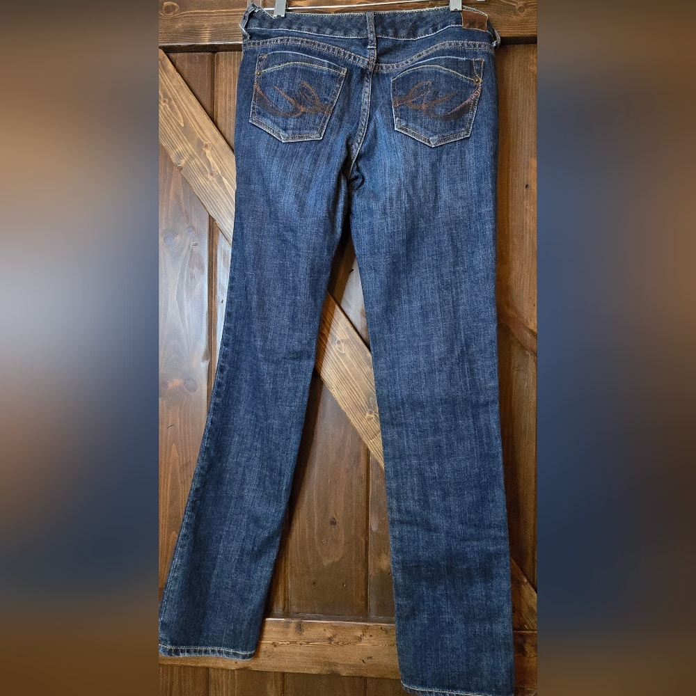 Y2k Express X2 w01 Skinny Straight Leg Medium Blue Denim Jeans 2